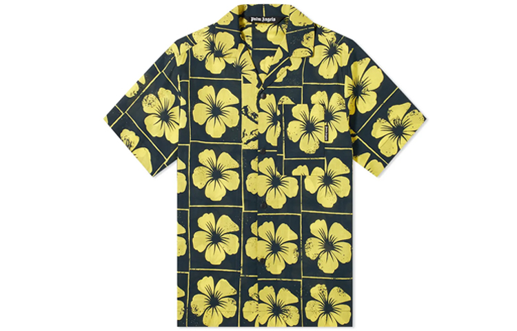 Order PALM ANGELS ダミエプリント ボウリングシャツ ブラック/イエロー PMGA037S207640021060