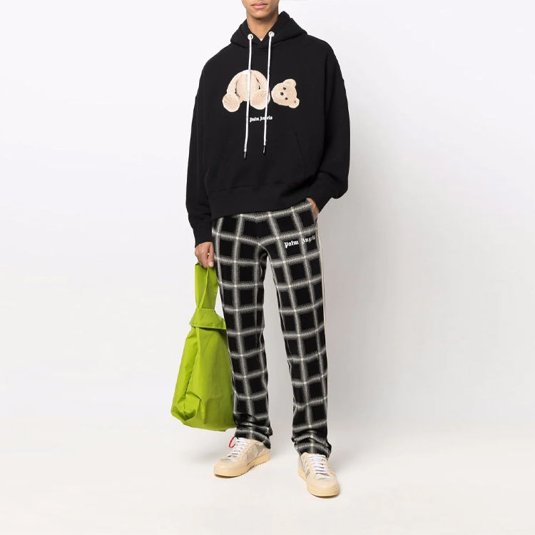 Lookbook Palm Angels 斷頭熊連帽衫 黑色 抽繩套頭衛衣 PMBB058C99FLE001-1060