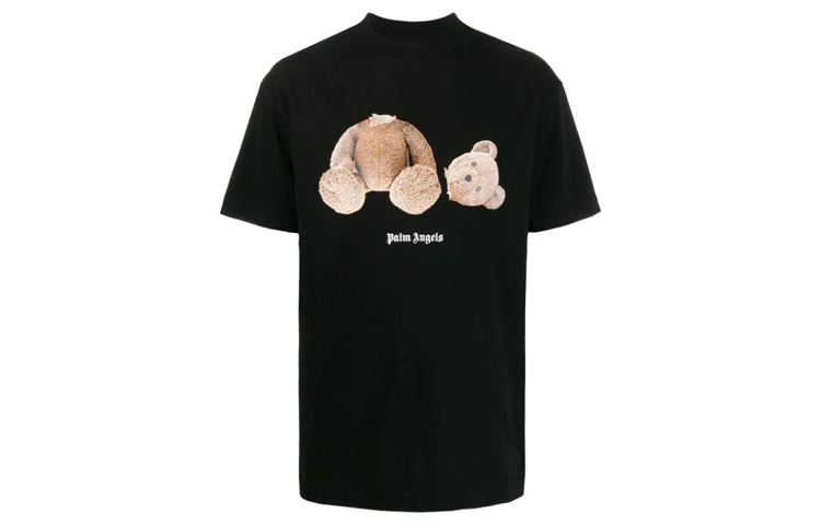 Order Camiseta de Algodón Palm Angels Estampado Oso Decapitado Negro PMAA001R21JER0011060