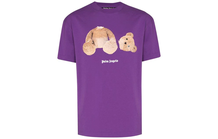 Palm Angels Decapitated Teddy Logo Tee Unisex Purple PMAA001E20JER0033760