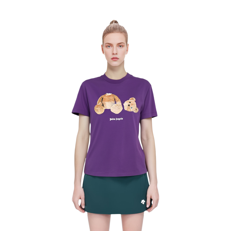 Cheap Palm Angels 斷頭熊紫色印花短袖 T 恤 男女款 PMAA001E20JER0033760