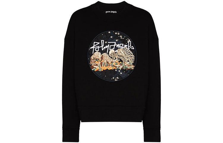 Palm Angels Desert Skull Print Pullover Hoodie Black PMBA026F20FLE0081084