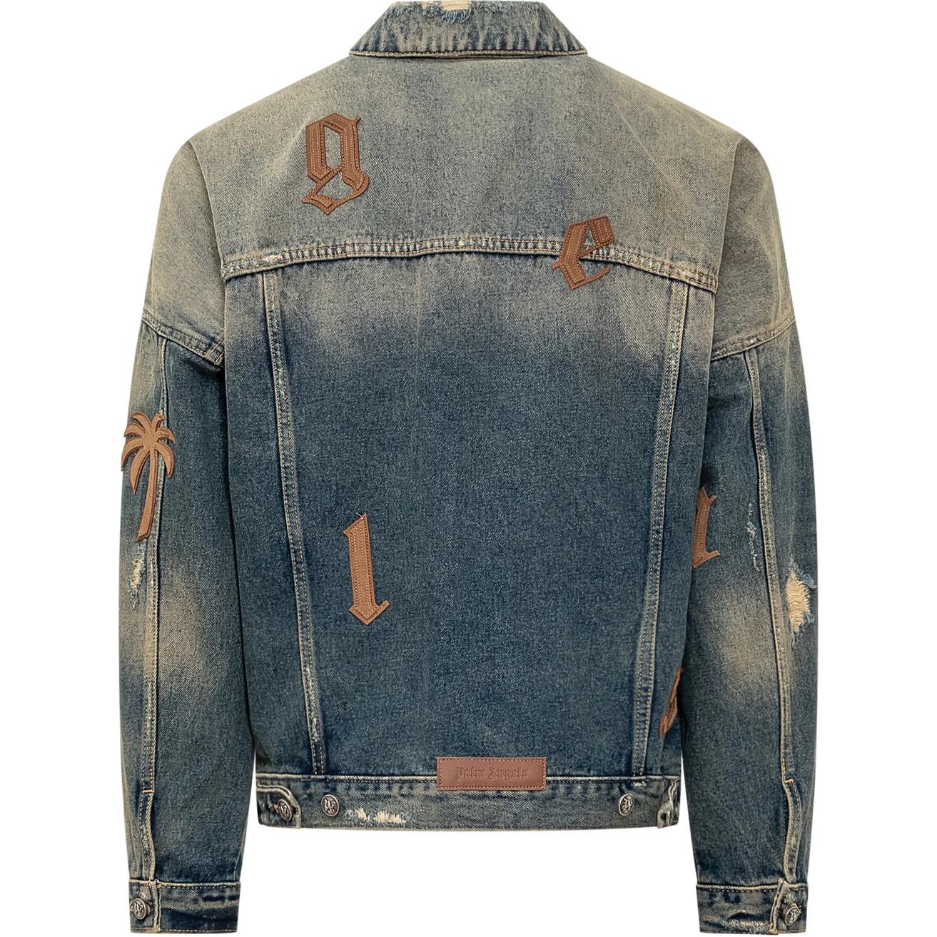 Palm Angels Distressed Denim Jacket  Long Sleeve Blue PMYE006F24DEN0014564 圖 3