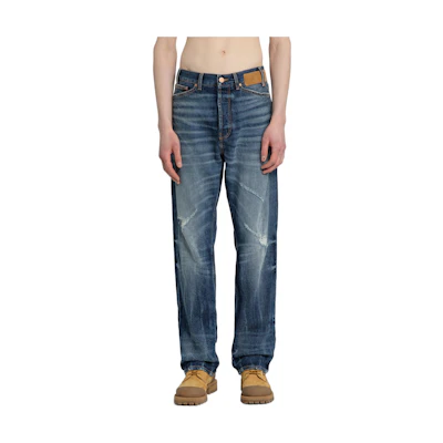 Palm Angels Distressed Washed Jeans Blue. PMYA030S22DEN0014560