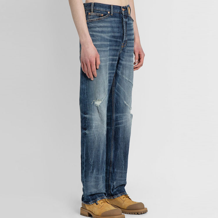 Purchase Palm Angels Distressed Washed  Jeans Blue. PMYA030S22DEN0014560