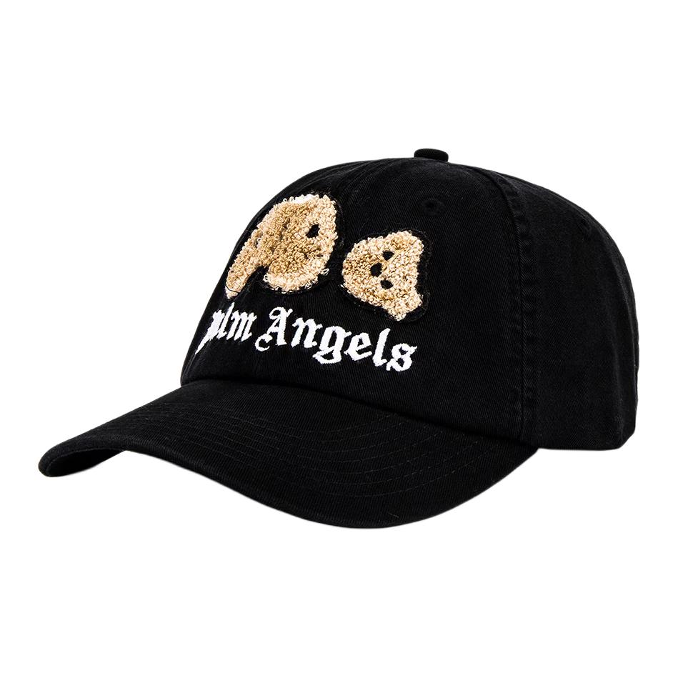 Palm Angels Embroidered Patch Cotton Black Cap for Men. PMLB009F192240031050