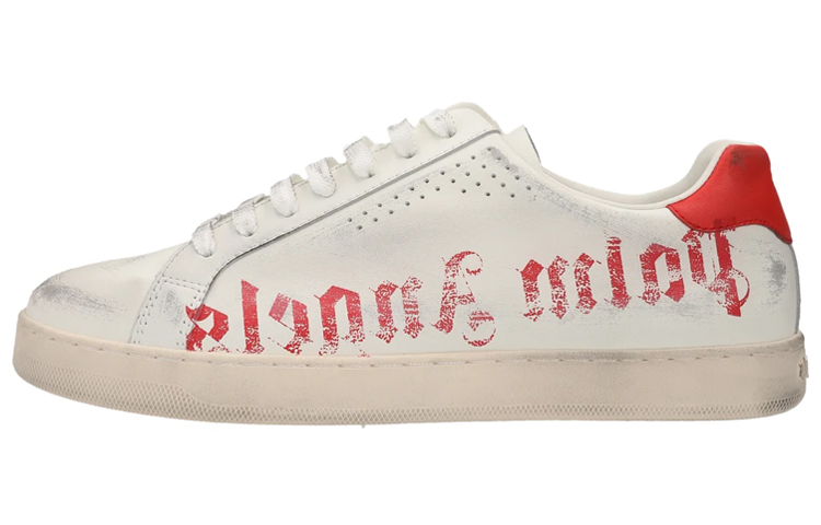 Palm Angels Fashion Sneakers 'White Red Leather Logo Print'