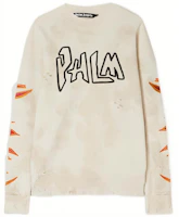 Palm Angels Flame Logo Print Oversized Crewneck Sweatshirt Men White PMBA065F22FLE0060310310 Palm Angels Flame Logo Print Oversized Crewneck Sweatshirt Men White PMBA065F22FLE0060310310