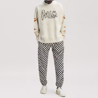 Lookbook Sudadera Blanca Oversize Hombre Palm Angels Logo Llamas. PMBA065F22FLE0060310310