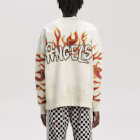 Purchase Sudadera Blanca Oversize Hombre Palm Angels Logo Llamas. PMBA065F22FLE0060310310