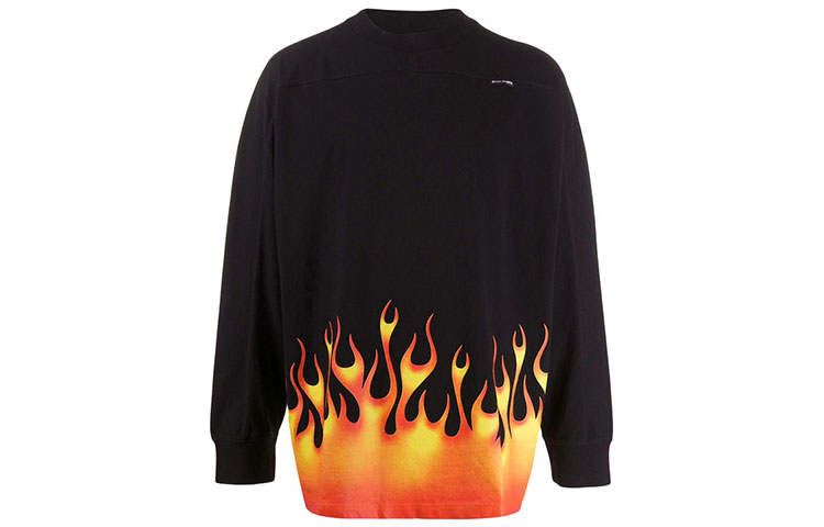 Palm Angels Flame Print Crewneck Sweatshirt Black PMAB018R204130171088