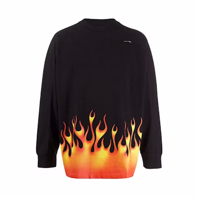 Palm Angels Flame Print Crewneck Sweatshirt Black PMAB018R204130171088