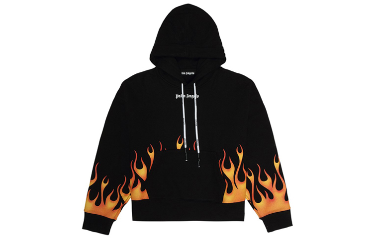 Palm Angels Flame Print Hoodie Black pmbb058r206310171088