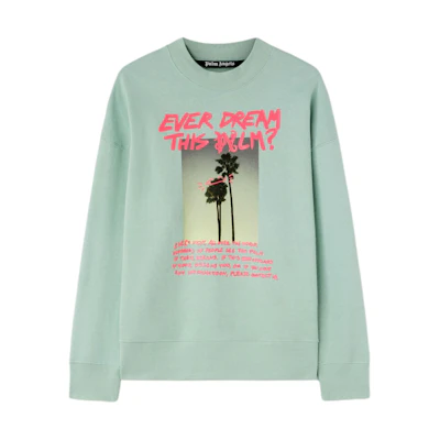 Palm Angels Floral Letter Print Crewneck Sweatshirt Mint Green Men PMBA026S24FLE0035168