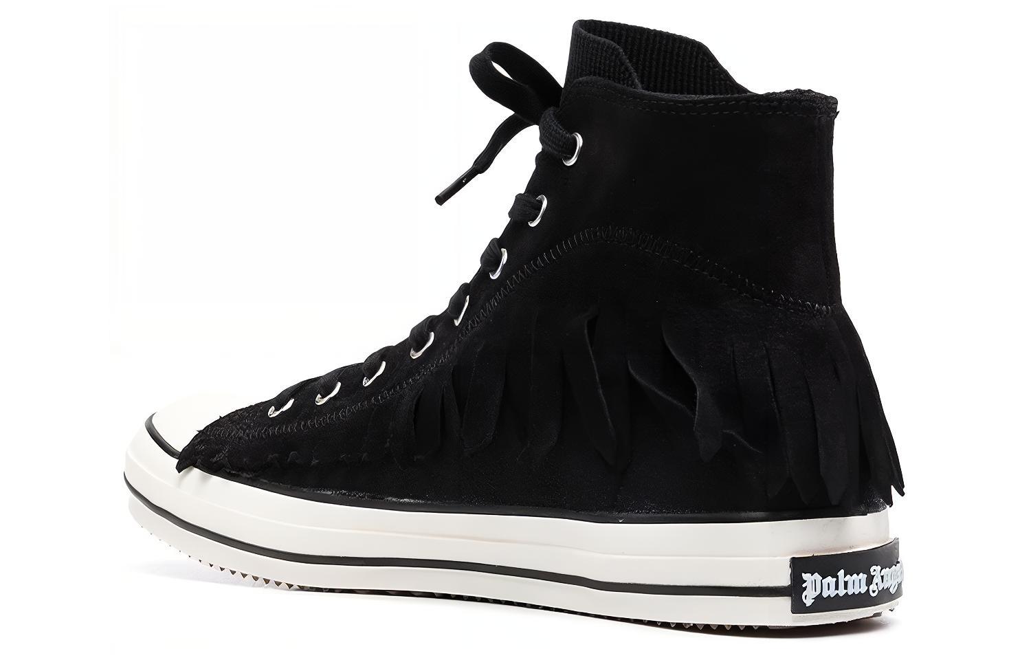 Shop Palm Angels Fringe Korb High ''Schwarz'' PMIA061S21LEA001-1001