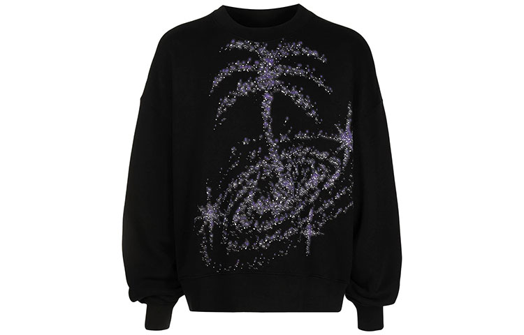 Palm Angels FW21 Abstract Print Crewneck Sweatshirt Black Long Sleeve Pullover PMBA026F21FLE0011083