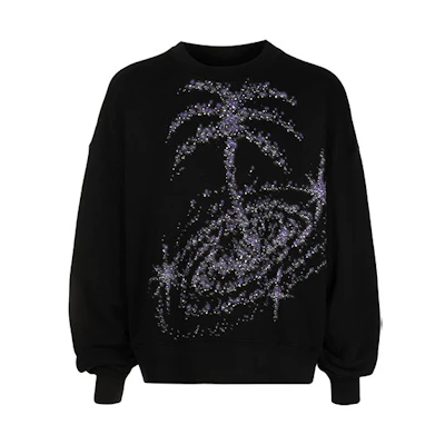 Palm Angels FW21 Abstract Print Crewneck Sweatshirt Black Long Sleeve Pullover PMBA026F21FLE0011083
