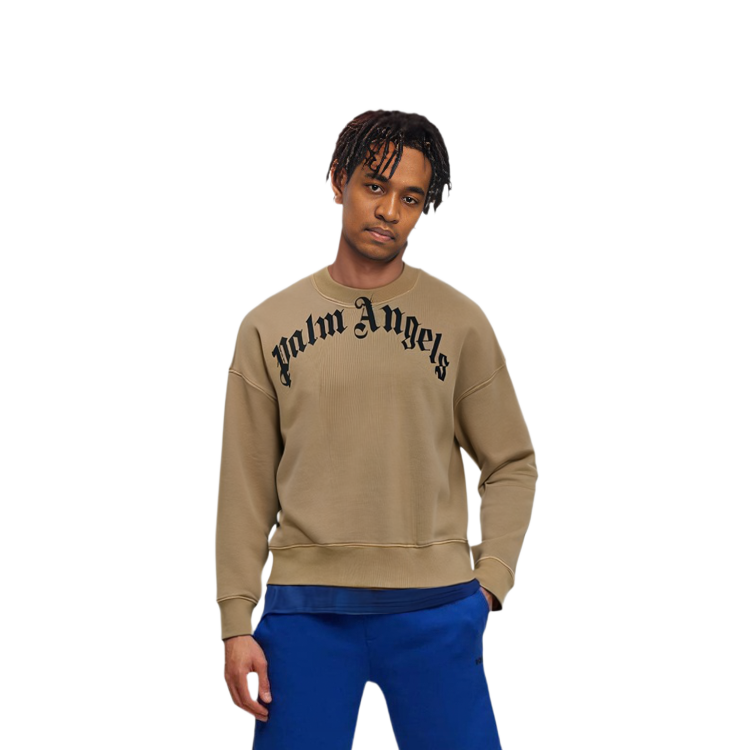 Sizing PALM ANGELS FW21 拱形標誌棕色圓領長袖男士衛衣 PMBA026F21FLE0046110