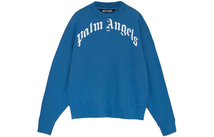 Palm Angels FW21 Arch Logo Print Pullover Hoodie Mens Blue PMBA026F21FLE0044501