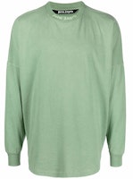 PALM ANGELS FW21 Back Logo Long Sleeve T-Shirt Green PMAB001F21JER0045757 PALM ANGELS FW21 Back Logo Long Sleeve T-Shirt Green PMAB001F21JER0045757