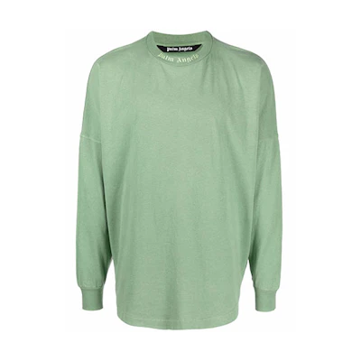 PALM ANGELS FW21 Back Logo Long Sleeve T-Shirt Green PMAB001F21JER0045757