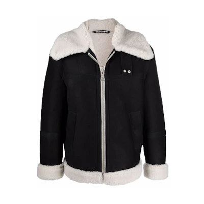 Palm Angels FW21 Black Patchwork Graphic Loose-Fit Long-Sleeve Jacket Menswear PMJA012F21LEA0011060