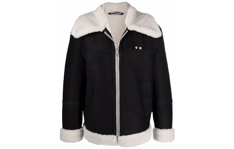 Order Chaqueta Negra Palm Angels FW21 Patchwork Gráfica Manga Larga Hombre PMJA012F21LEA0011060