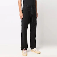 Shop PALM ANGELS FW21 黑色直筒休閒長褲 PMCA099F21FAB0011010