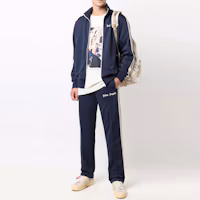 Shop PALM ANGELS FW21 藍色運動長褲 秋季系列 PMCA007F21FAB0024601