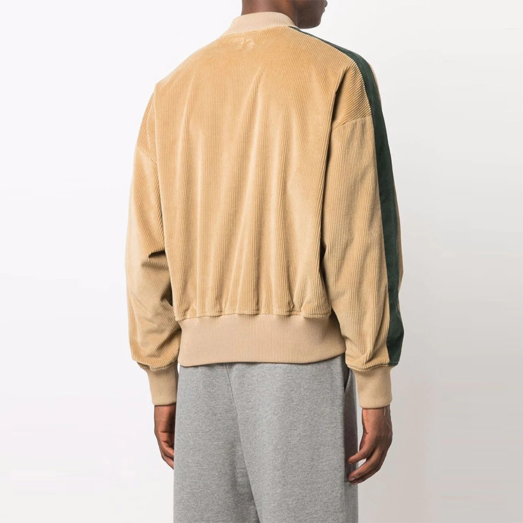 Shop PALM ANGELS FW21男士棕色灯芯绒拼边夹克 PMBD031F21FAB0026110