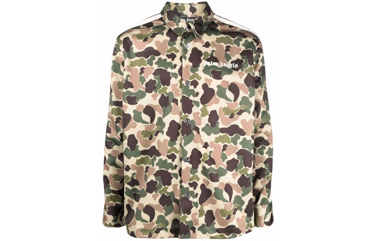 Palm Angels FW21 Camo Side-Stripe Shirt Jacket Green PMGA104F21FAB00556015601