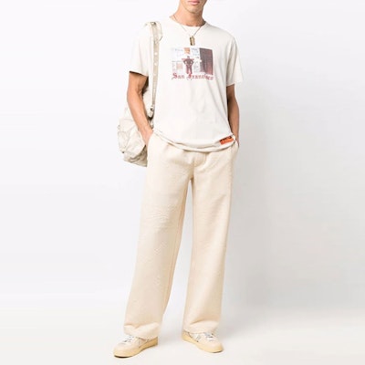 PALM ANGELS FW21 Embossed Straight Track Pants Beige Men’s. PMCA097F21FAB0030337 Lookbook PALM ANGELS FW21 Embossed Straight Track Pants Beige Men’s. PMCA097F21FAB0030337