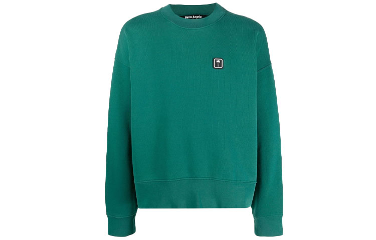 Palm Angels FW21 Green Pullover Sweatshirt with Palm Tree Patch Unisex PMBA026F21FLE0025701