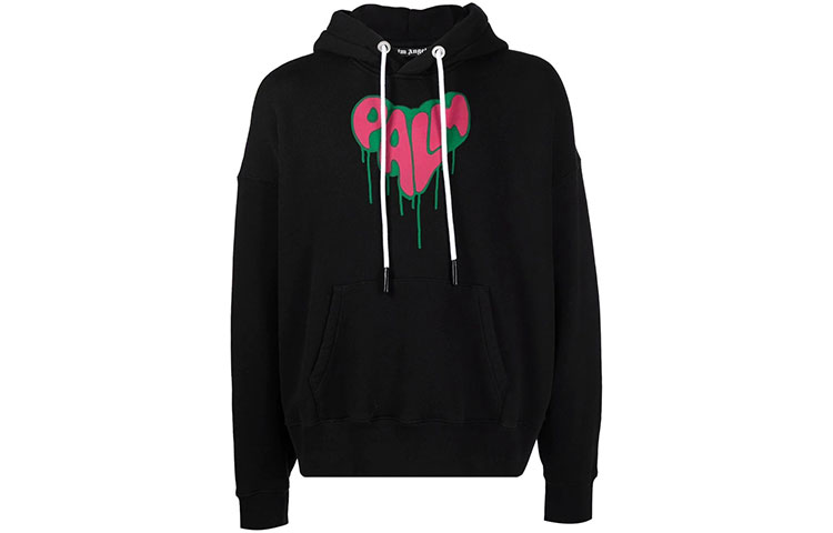 Palm Angels FW21 Heart Logo Black Hoodie Casual Wear PMBB058F21FLE0061032