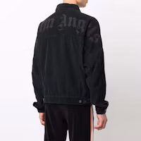 Shop PALM ANGELS FW21 標誌燈芯絨外套 黑色 男裝 PMYE006F21DEN0011010