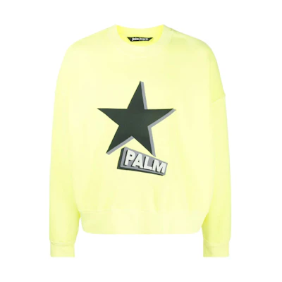 Palm Angels FW21 Oversized Logo Crewneck Sweatshirt Yellow Mens PMBA026F21FLE0086510