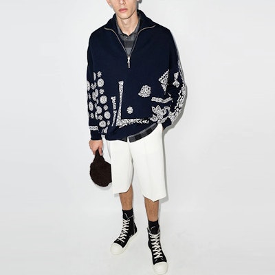 パームエンジェルス FW21 ペイズリー ニット ウール カーディガン セーター ブルー PMHF003F21KNI0024501 Lookbook パームエンジェルス FW21 ペイズリー ニット ウール カーディガン セーター ブルー PMHF003F21KNI0024501