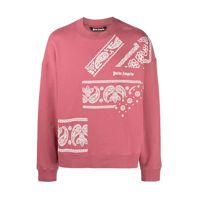 Palm Angels FW21 Paisley Logo Crewneck Sweatshirt Pink - PMBA026F21FLE0112805
