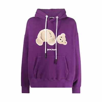 Palm Angels FW21 Purple Teddy Bear Letter Print Hoodie Mens. PMBB058F21FLE007-3760