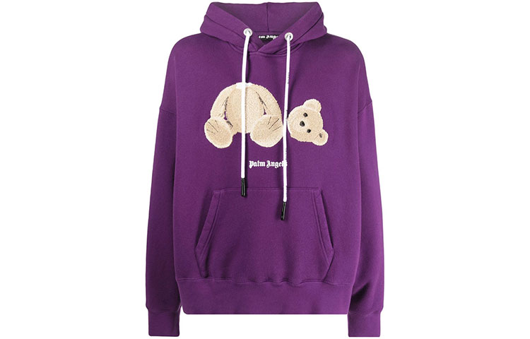Order Palm Angels FW21 Purple Teddy Bear Letter Print Hoodie Mens. PMBB058F21FLE007-3760