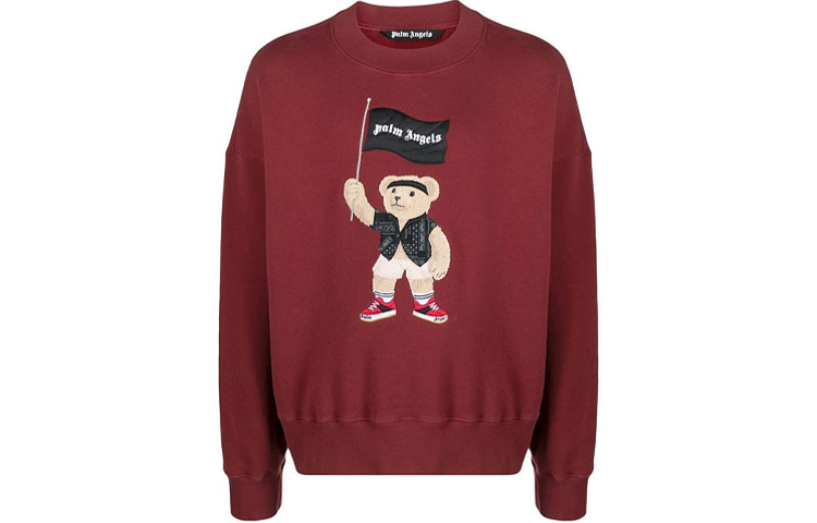 Palm Angels FW21 Teddy Bear Logo Crewneck Sweatshirt Red PMBA026S21FLE00785018501
