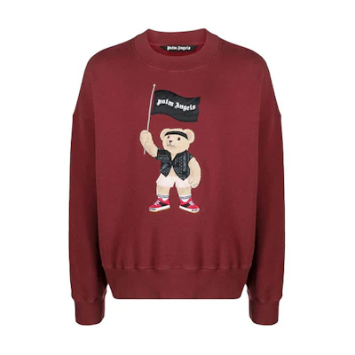 Palm Angels FW21 Teddy Bear Logo Crewneck Sweatshirt Red PMBA026S21FLE00785018501