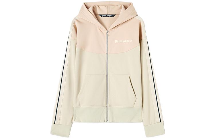Palm Angels FW22  Beige Colorblock Letter Print Hoodie Jacket. PMBD049S23FAB0016134