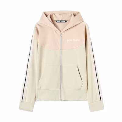 Palm Angels FW22 Beige Colorblock Letter Print Hoodie Jacket. PMBD049S23FAB0016134