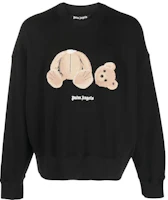 Order Palm Angels FW22 Sudadera Negra Gráfica Oso Manga Larga de Dibujo Animado PMBA026C99FLE0051060