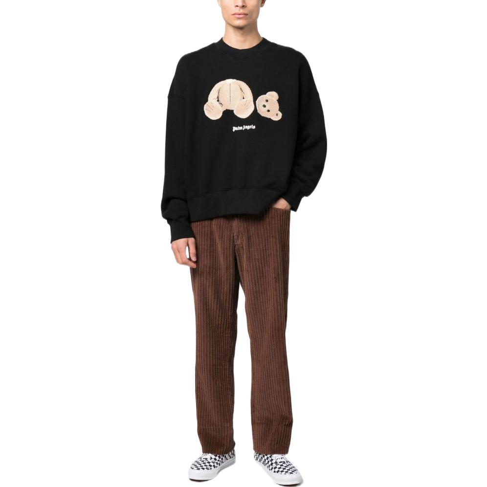 Lookbook Palm Angels FW22 Sweatshirt Hitam Lengan Panjang Bear Graphic Kartun. PMBA026C99FLE0051060
