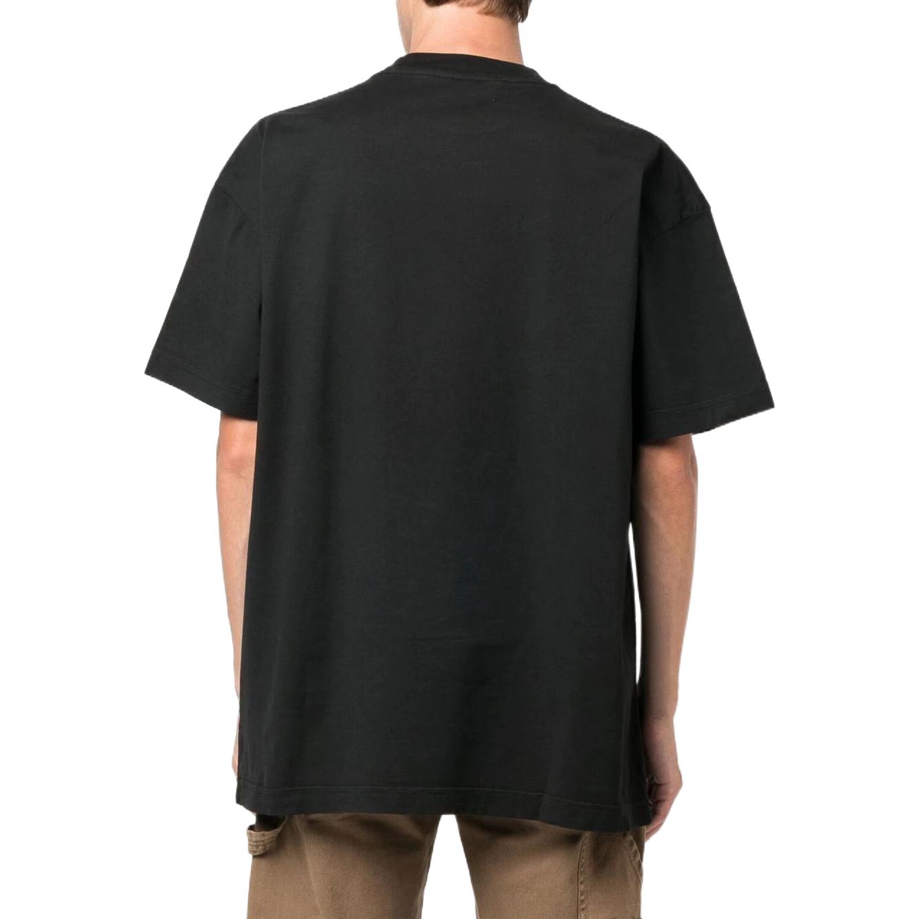 Shop 팜엔젤스 FW22 블랙 크루넥 반팔 캐주얼 티셔츠. PMAA072F22JER0041001