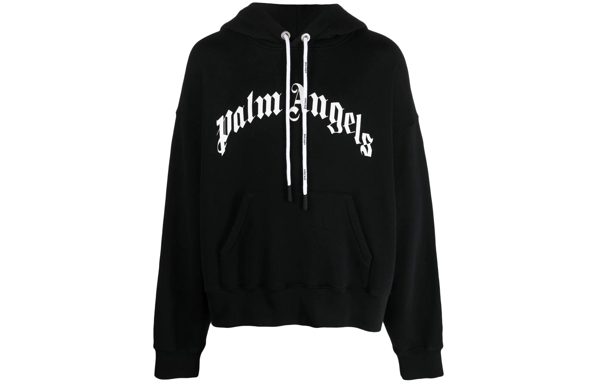 Order PALM ANGELS FW22 Hoodie Hitam dengan Desain Logo Print. PMBB058C99FLE0061001
