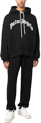 PALM ANGELS FW22 Hoodie Hitam dengan Desain Logo Print. PMBB058C99FLE0061001 Lookbook PALM ANGELS FW22 Hoodie Hitam dengan Desain Logo Print. PMBB058C99FLE0061001