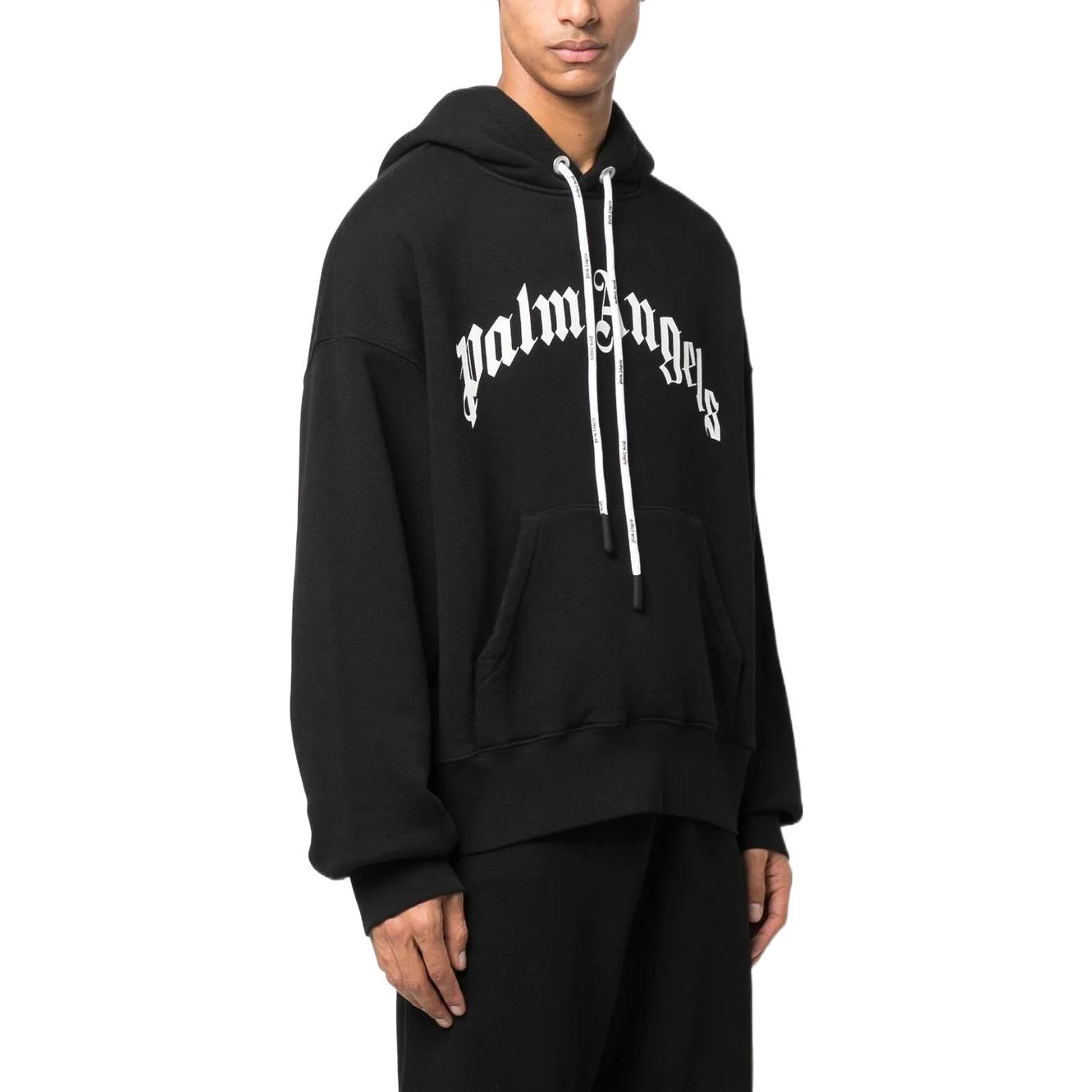 Purchase PALM ANGELS FW22 Hoodie Hitam dengan Desain Logo Print. PMBB058C99FLE0061001